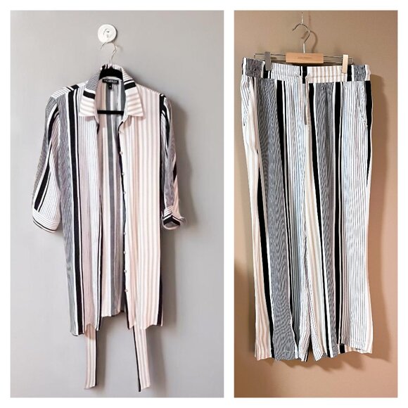2PC set TUNIC Striped SHIRT and SUMMER PANT Made in Canada Picadilly Sz 10 EUC - Picture 1 of 11